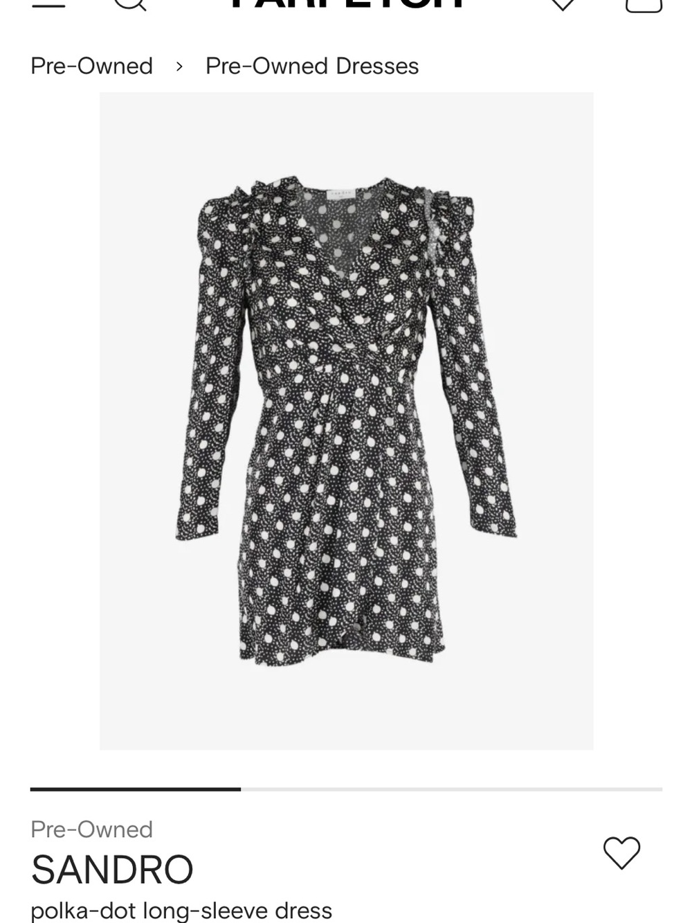 Sandro Black and White Polka Dot Long-Sleeve Mini Dress